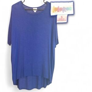 LuLaRoe Irma Tunic Top Size S Blue Lightweight Sheer